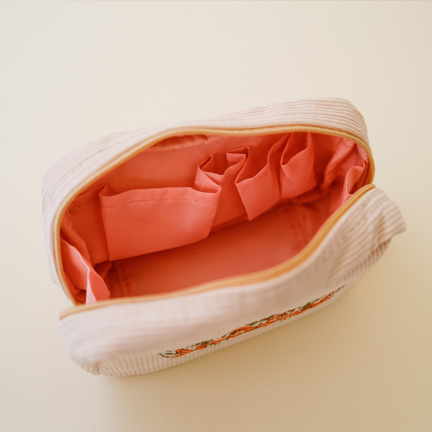 Corduroy Makeup Bag in White Sand