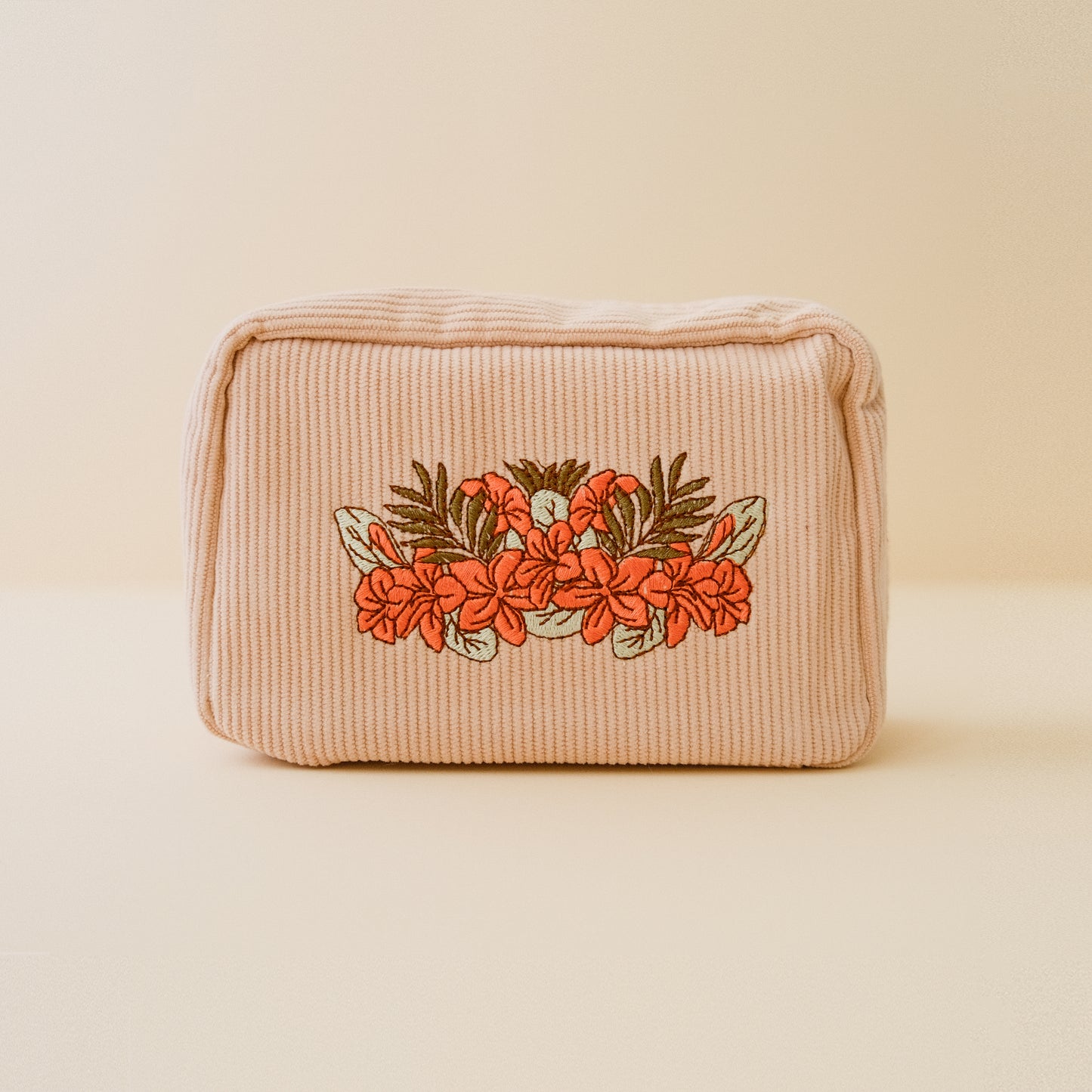 Corduroy Makeup Bag in White Sand