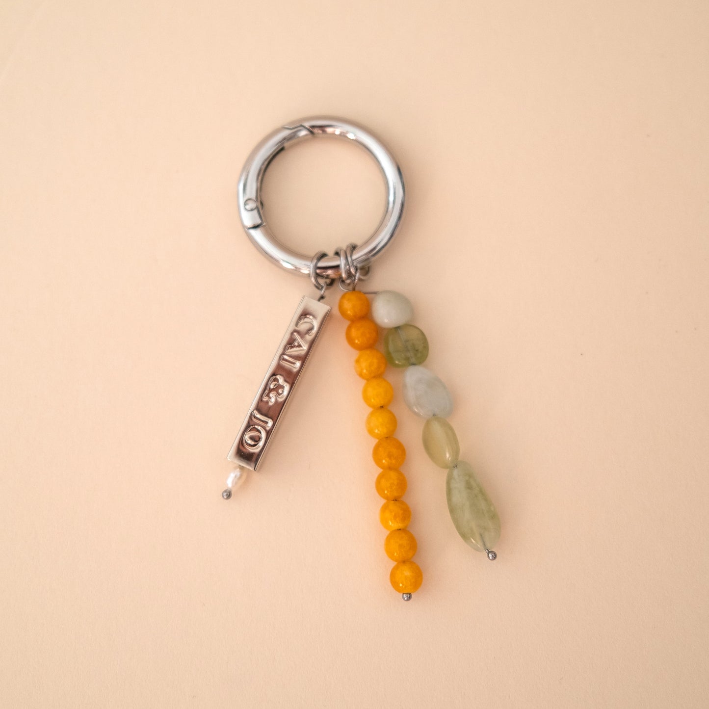 Beaded Charm Keychain in Tangerine