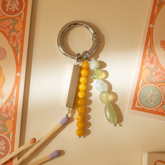 Beaded Charm Keychain in Tangerine