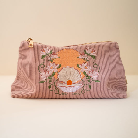 Medium Corduroy Pouch in Island Pink