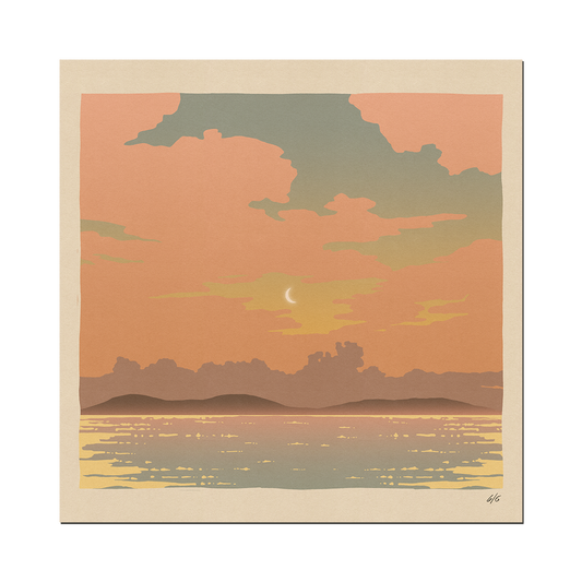 Moonrise over the water print