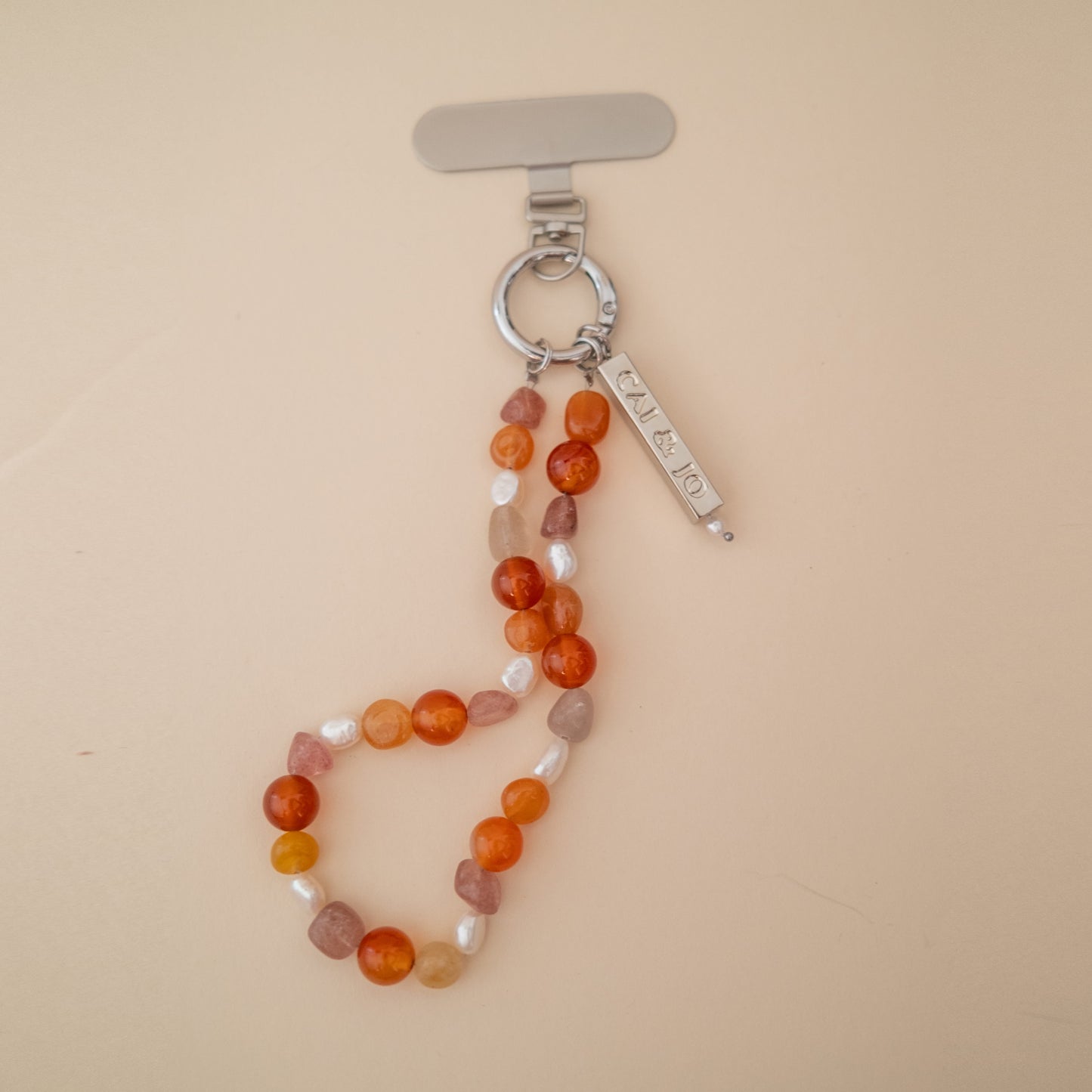 Beaded Phone Strap in Sunset Orange