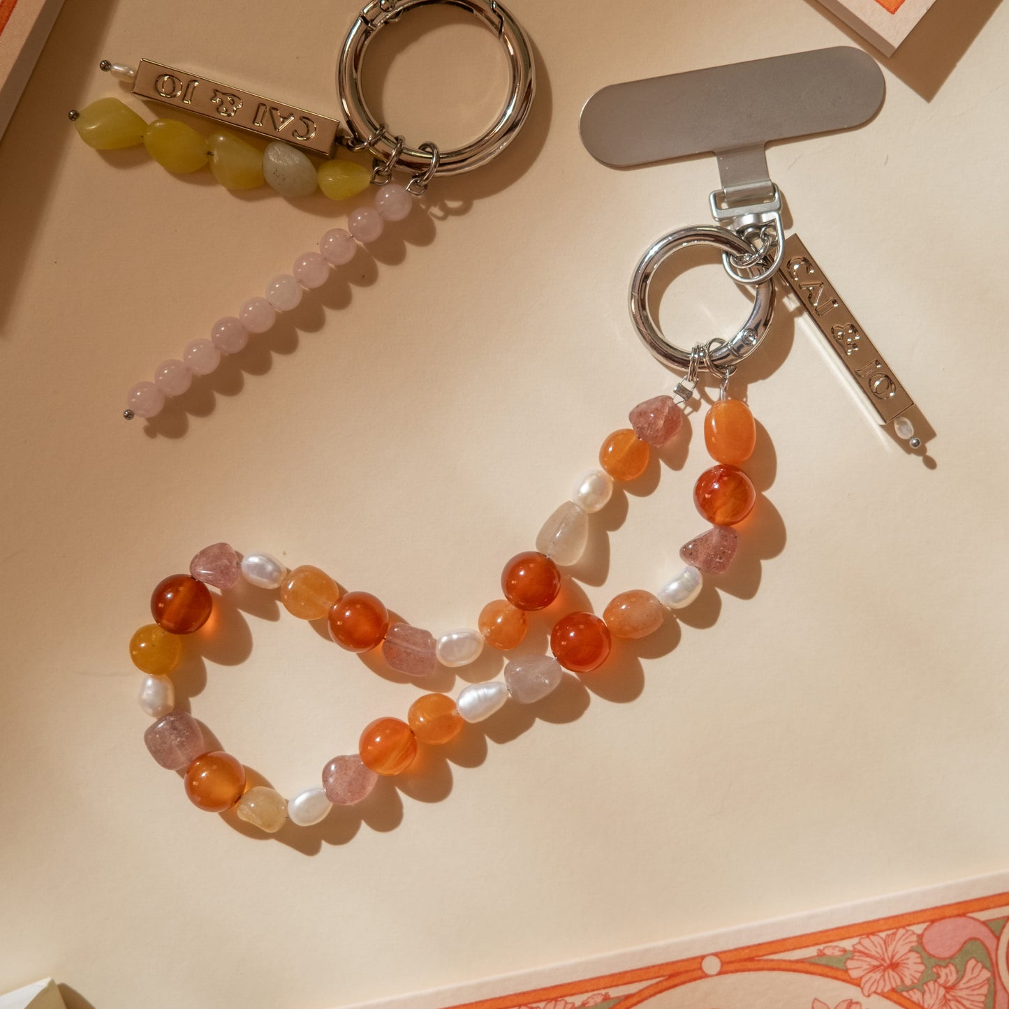Beaded Phone Strap in Sunset Orange