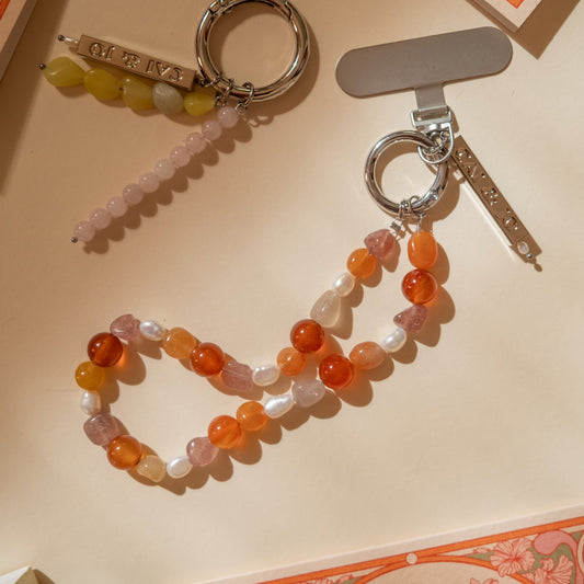 Beaded Phone Strap in Sunset Orange