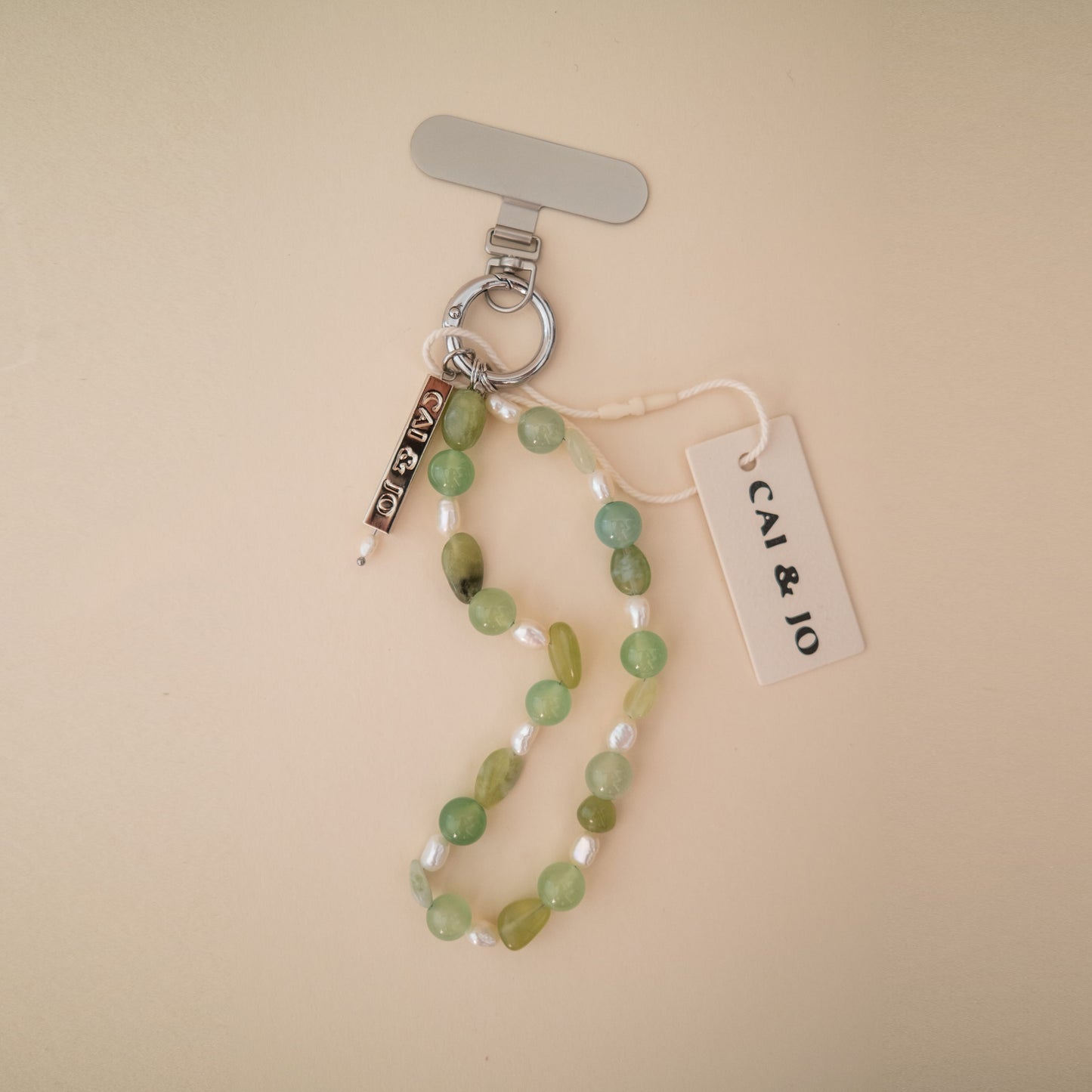 Beaded Phone Strap in Sea Green