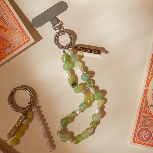 Beaded Phone Strap in Sea Green