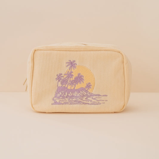 Corduroy Makeup Bag in Butter Yellow