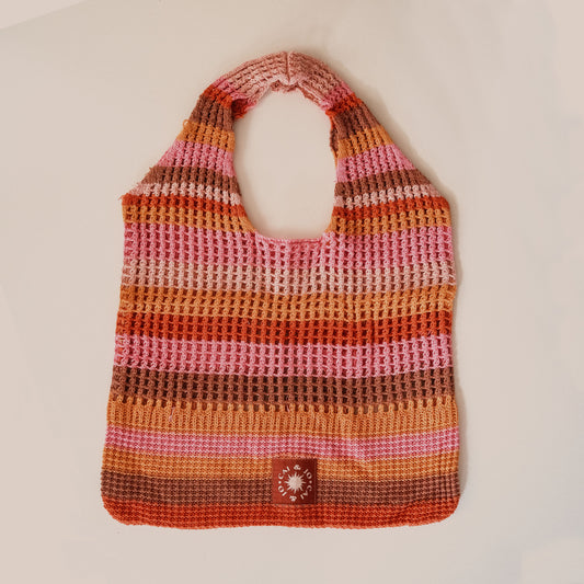 Crochet Shoulder Bag in Sunset Stripe