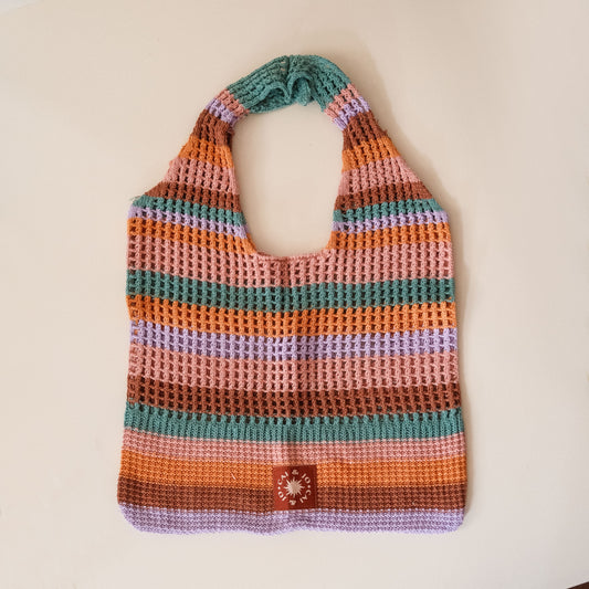 Crochet Shoulder Bag in Topical Stripe