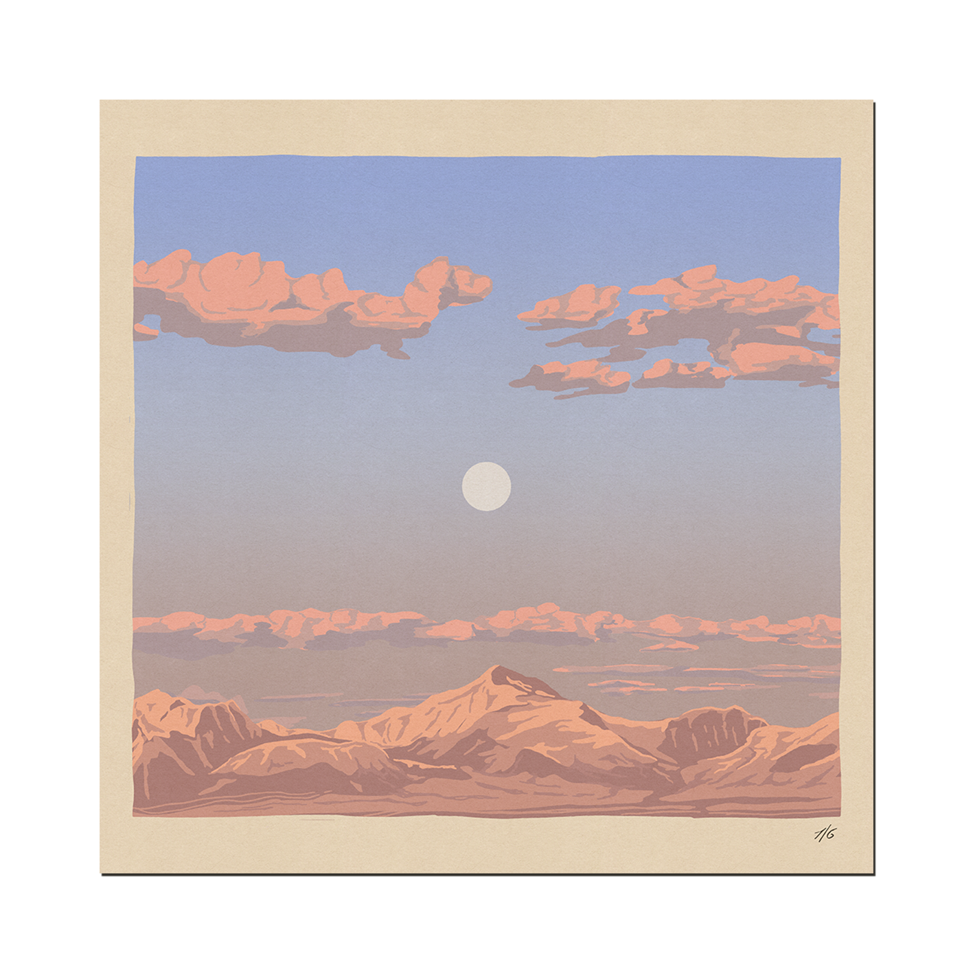 Dusk over the mountaintops print