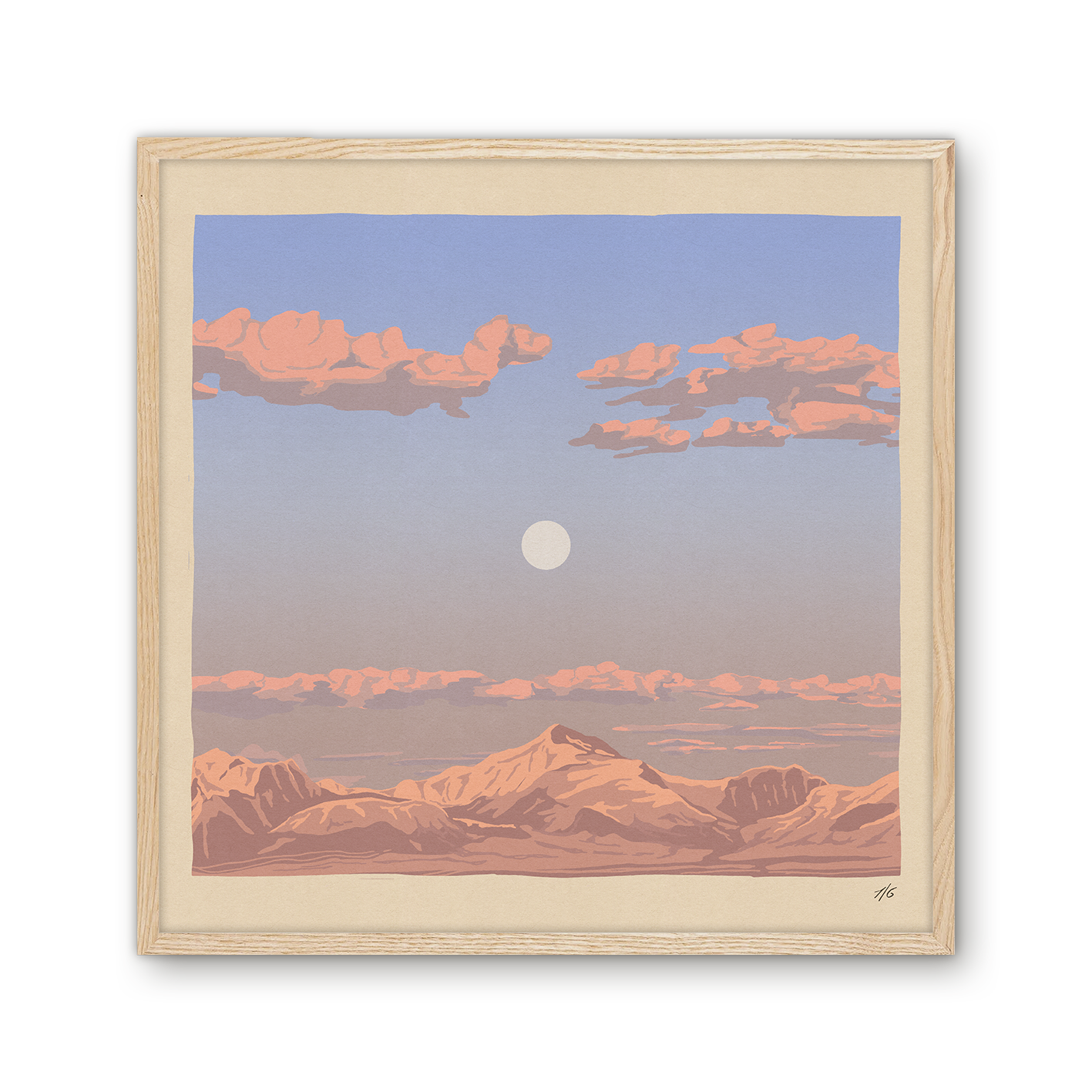 Dusk over the mountaintops print