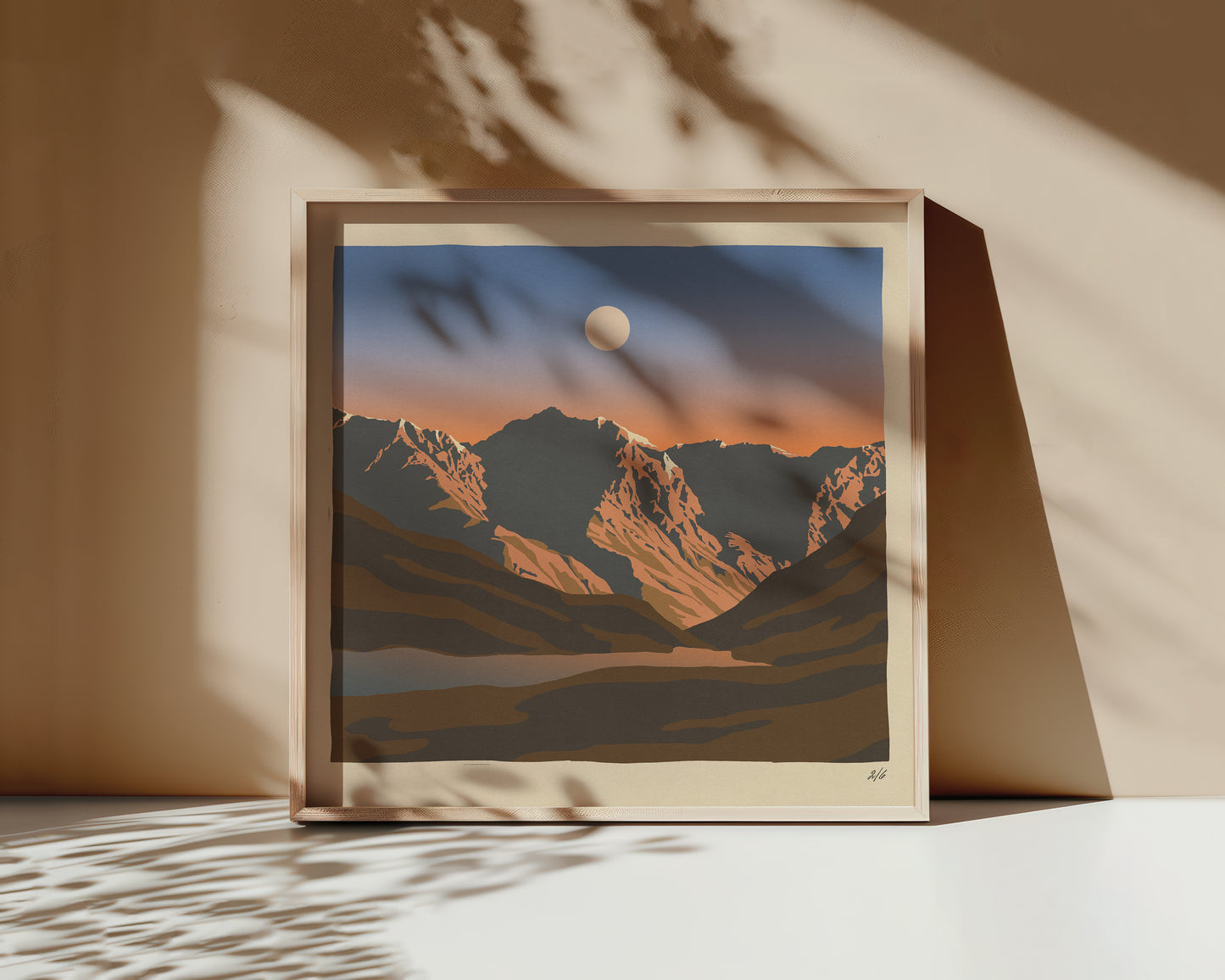 Last light in the mountains print
