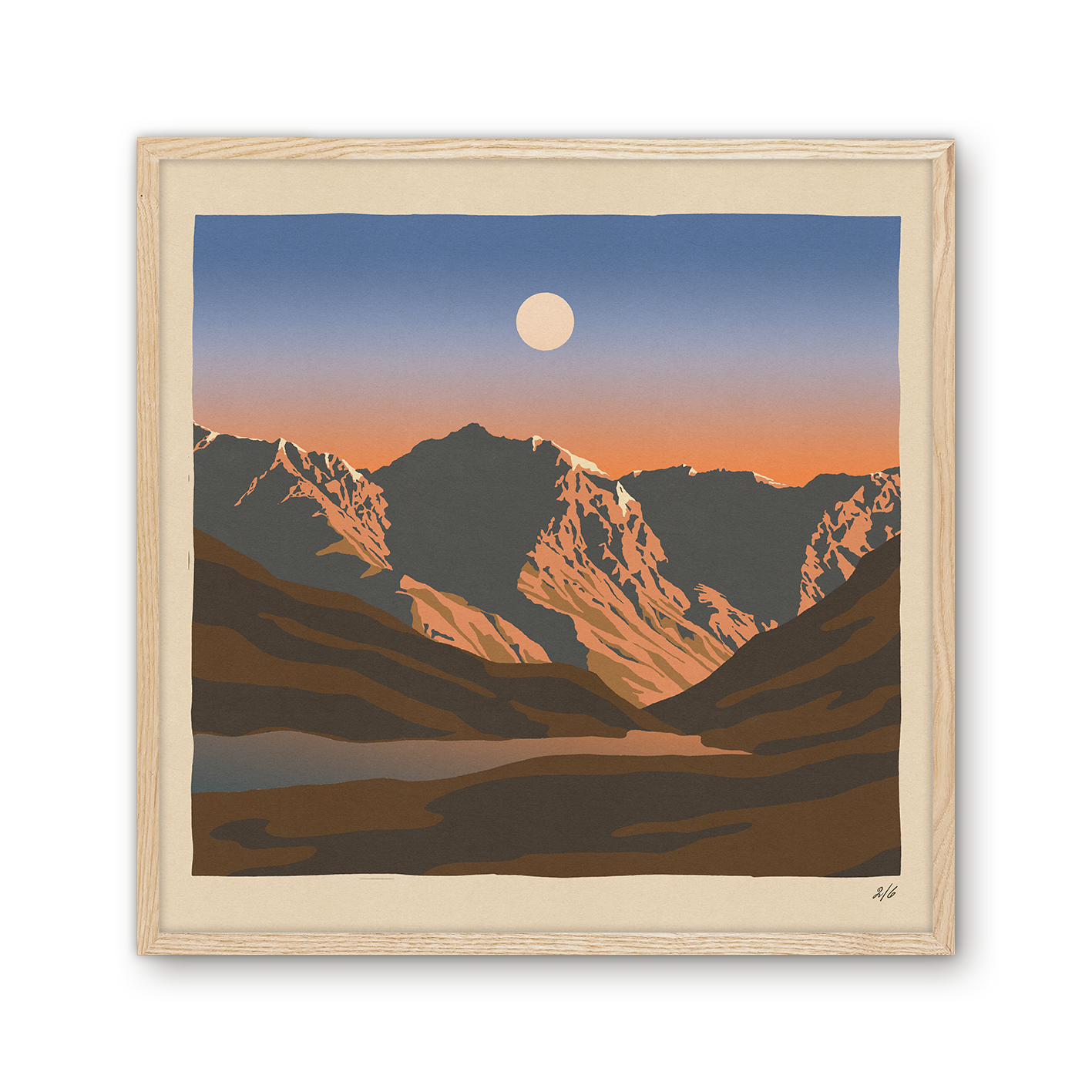 Last light in the mountains print