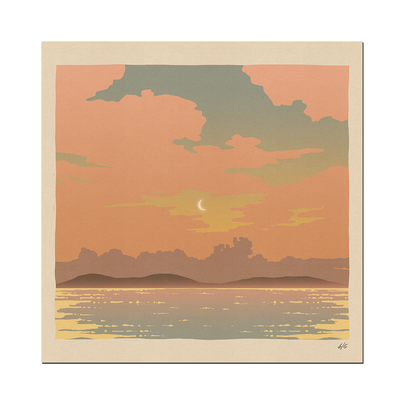 Moonrise over the water print