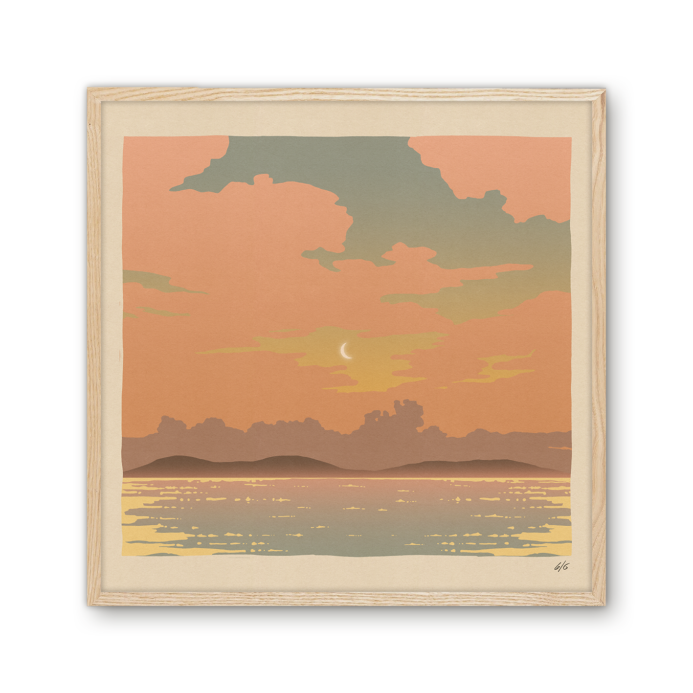 Moonrise over the water print