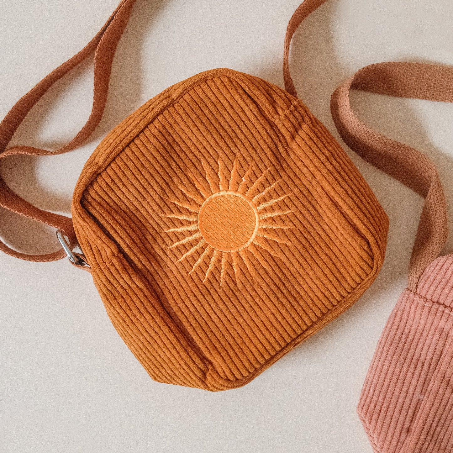 Corduroy Crossbody Bag in Burnt Orange