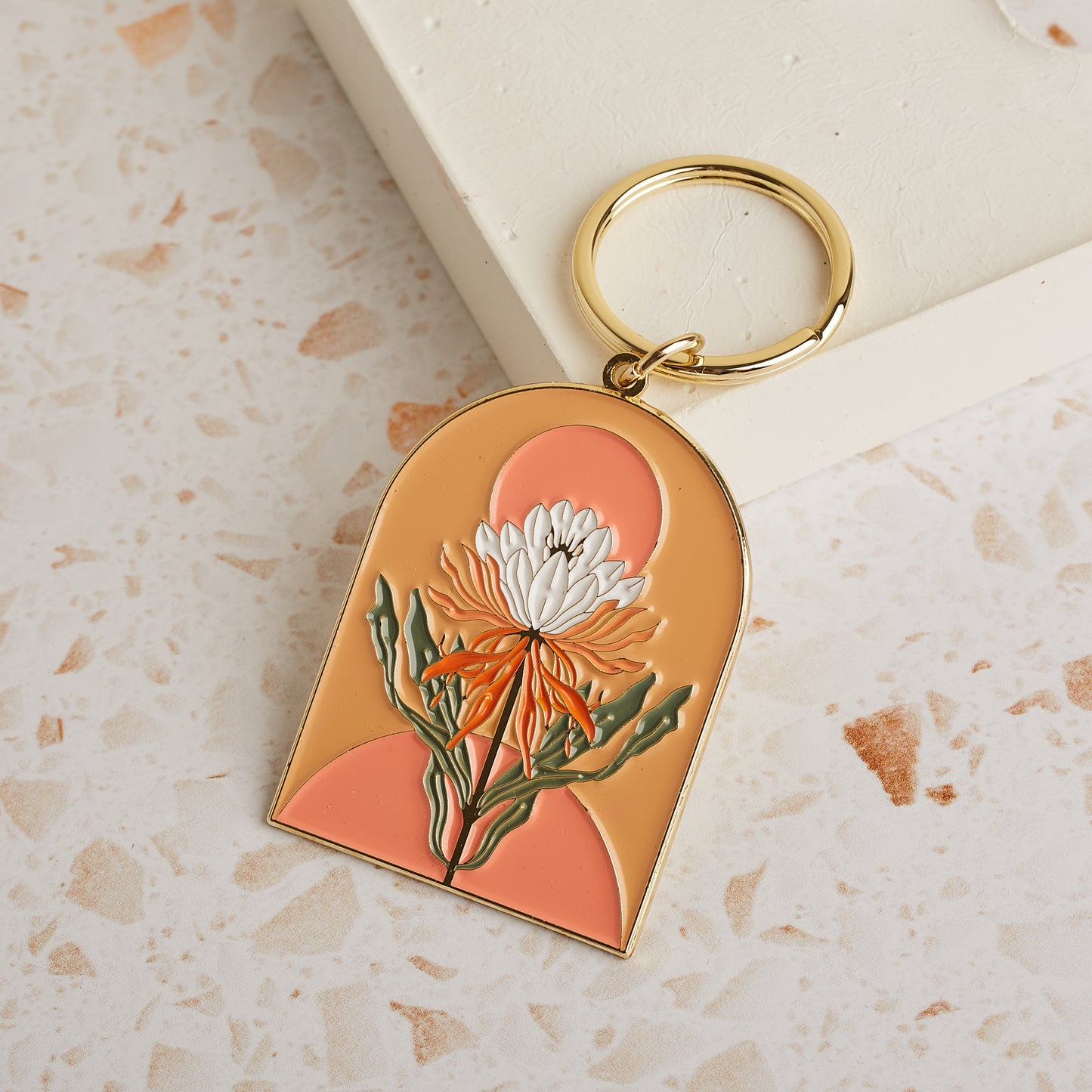 Cactus Flower Enamel Keychain