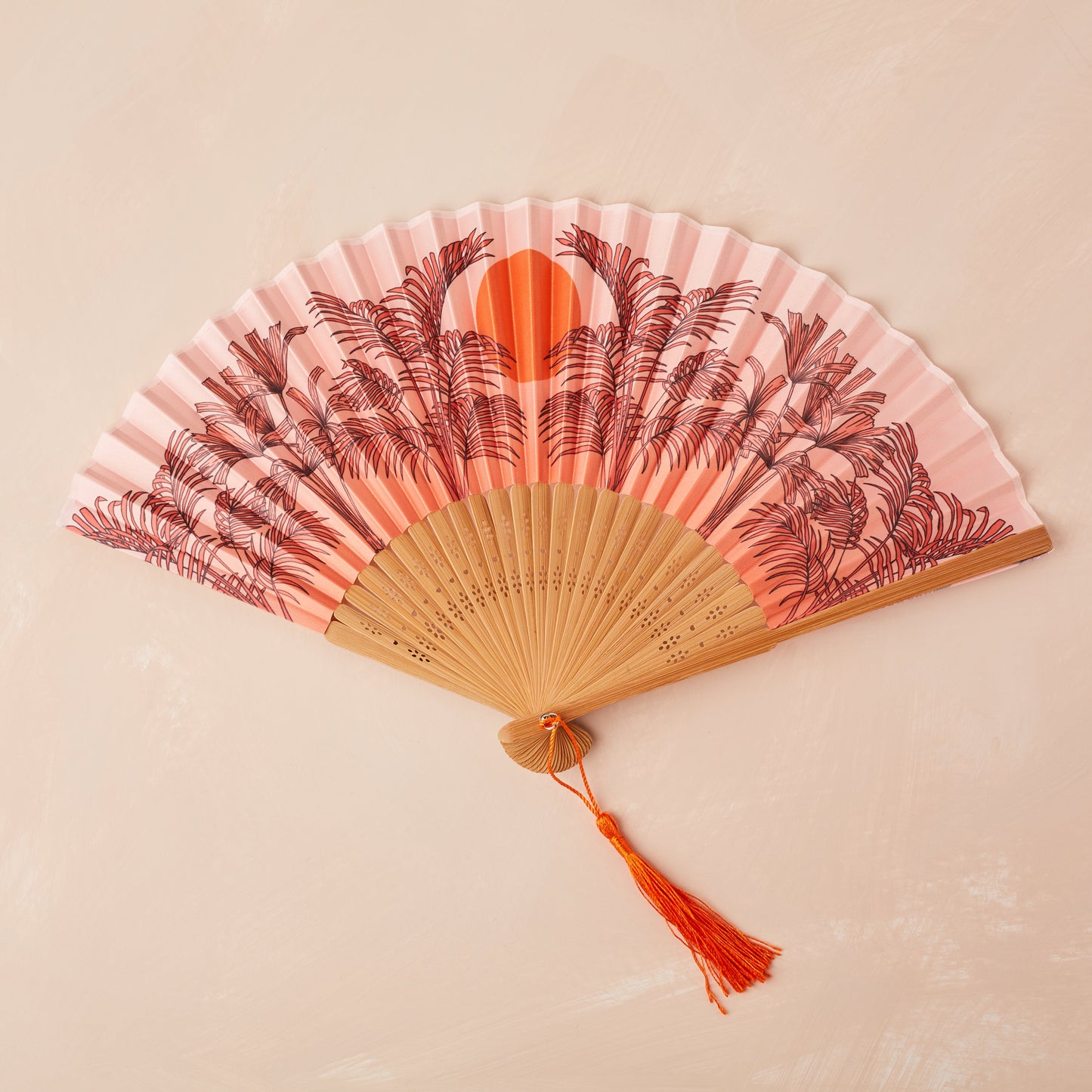 Small Folding Fan in Peachy Orange