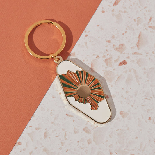 Sun and Clouds Enamel Keychain