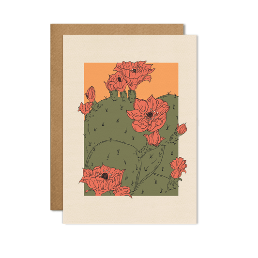 Cactus Flower Drawing Plain Greetings Card