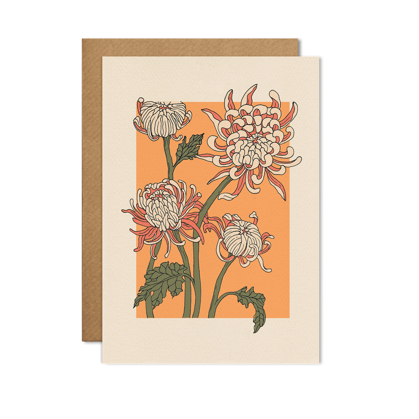 Floral Hand-Drawn Plain Greetings Card