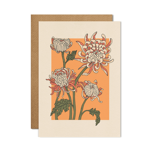 Floral Hand-Drawn Plain Greetings Card