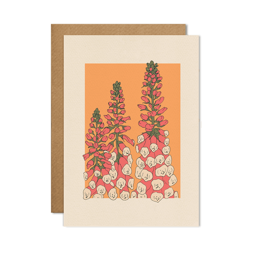 Foxglove Drawing Plain Greetings Card