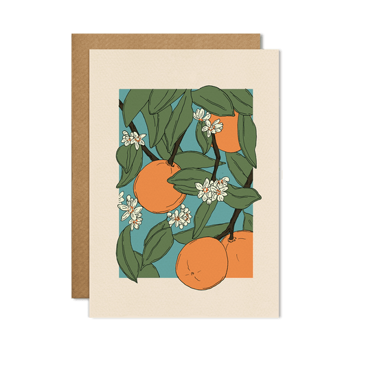 Orange Drawing Plain Greetings Card