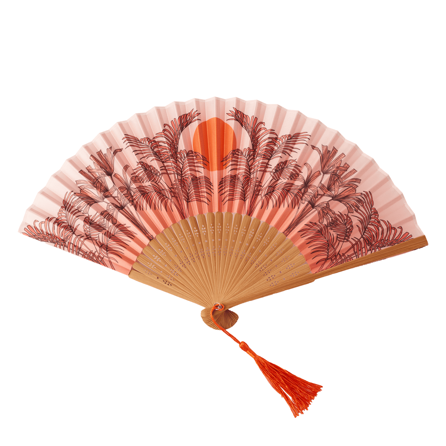 Small Folding Fan in Peachy Orange