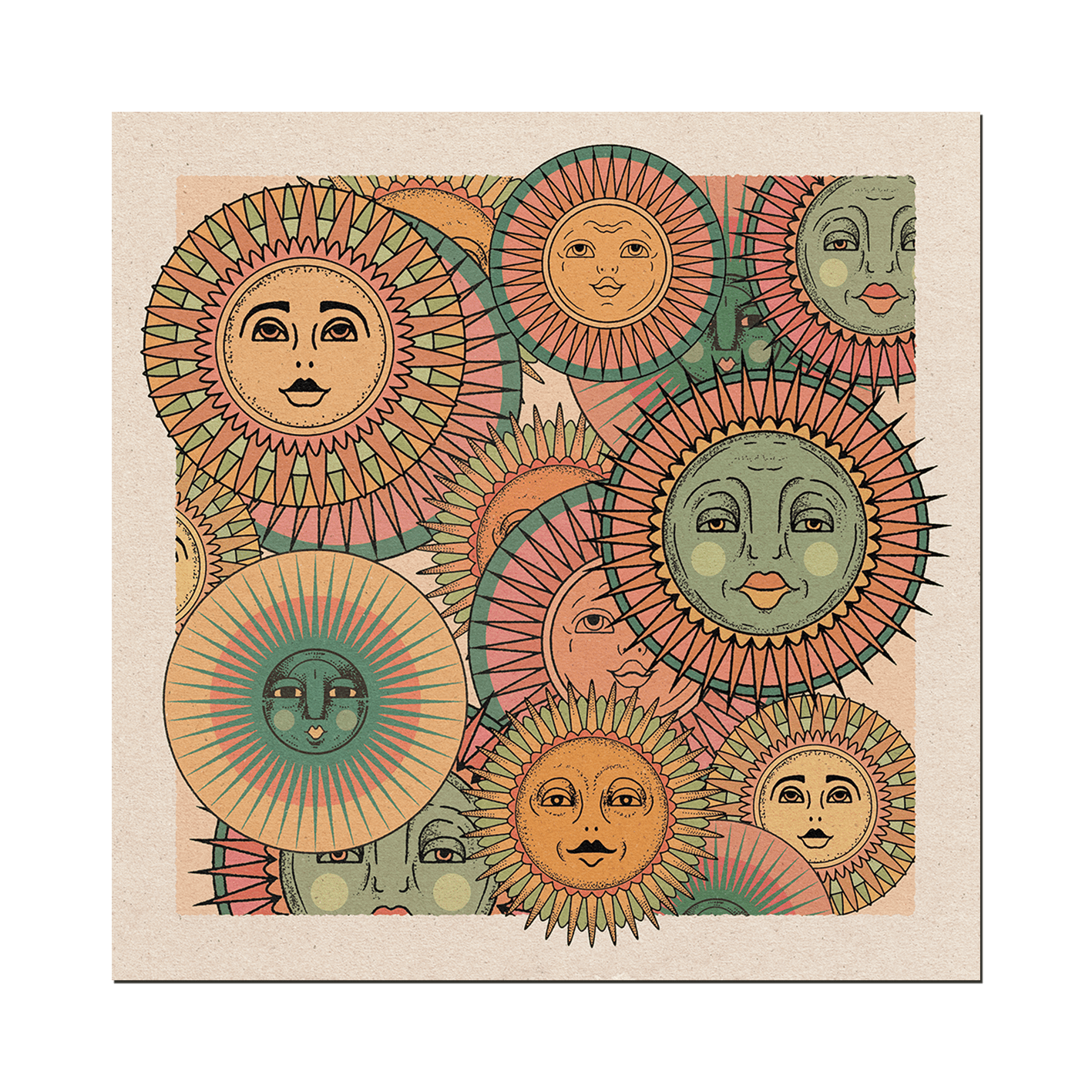 Sun Faces Print