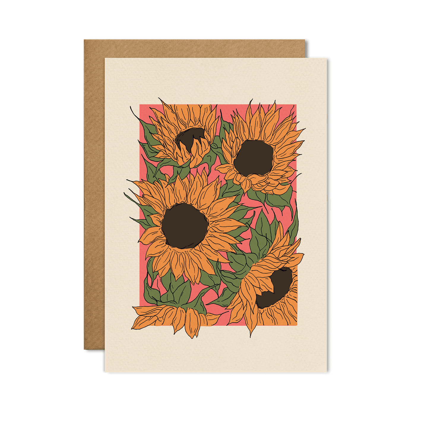 Sunflower Drawing Plain Greetings Card