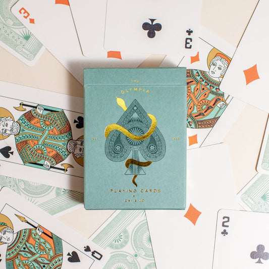 The Olympia Playing Cards in Sage Green